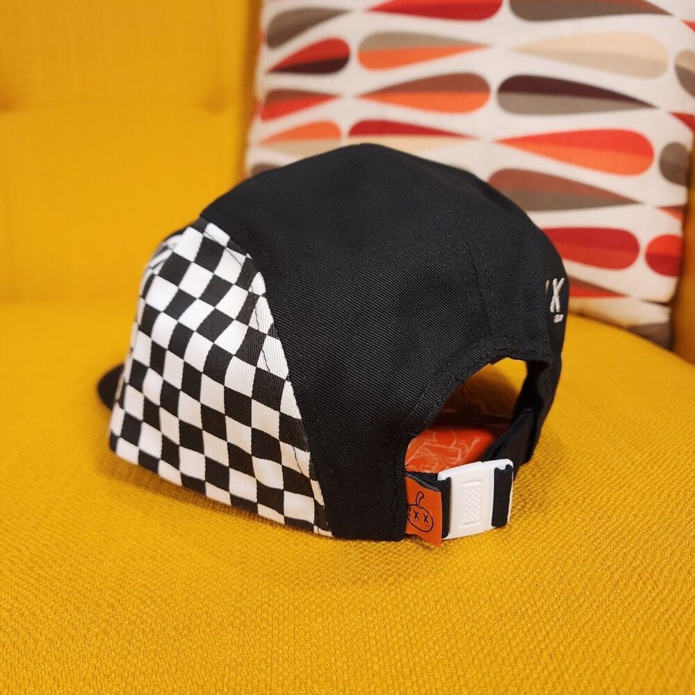 Cakeworthy Literally Dead 5 Panel Halloween Black & White Checker Baseball Cap - Picture 6 of 12